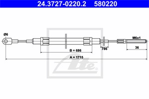 Vajer, parkeringsbroms, Bak, BMW 5 [E28], 6 [E24], 34 41 1 150 784, 34 41 1 152 689, 34 41 1 156 356
