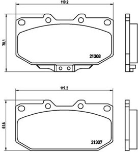 Bromsbeläggsats, Framaxel, NISSAN 300ZX, SILVIA, SUBARU IMPREZA Kombi, IMPREZA Sedan, TOYOTA YARIS, 0446552360, 26296AE120, 26296AE121,