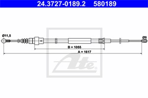 Vajer, parkeringsbroms, Bak, AUDI TT, TT Roadster, 8N0 609 721 F