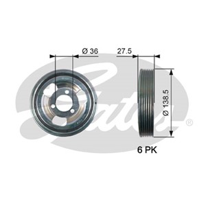 Remskiva, vevaxel, BMW,CITROËN,DS,MINI,OPEL,PEUGEOT, 0515.T2, 0515T2, 11237562801, 11237622909, 11237638551, 98043479, 9804347980, V7 63