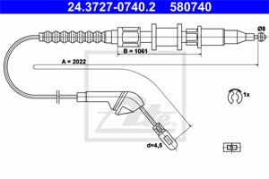 Vajer, parkeringsbroms, Höger bak, OPEL VECTRA A, VECTRA A Halvkombi, 5 22 598, 5 22 621, 90375404, 90495224
