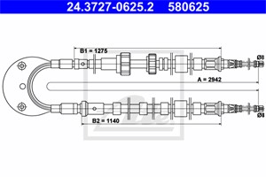 Vajer, parkeringsbroms, Bak, FORD ESCORT IV, ESCORT Cabriolet IV, ESCORT Express IV, ESCORT Turnier IV, ORION II, 6141433, 6168200