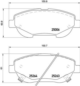 Bromsbeläggsats, TOYOTA AVENSIS Kombi, AVENSIS Sedan, VERSO, 0446505260, 0446505290, 0446505300, 0446505301, 0446505302, 04465YZZED
