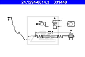Bromsslang, Bakaxel vänster, På bromsok, AUDI,SEAT,VW, 6R0 611 763 A, 6R0 611 763 B, 6R0 611 763 F, 6R0 611 763 K