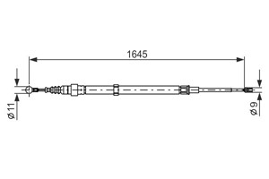 Vajer, parkeringsbroms, Höger, Vänster, SEAT,SKODA,VW, 6Q0 609 721 L