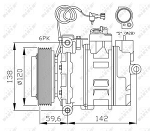 Kompressor, klimatanläggning, SAAB 9-5, 9-5 Kombi, 12758380, 37870-PLC-004, 37870-PNA-003, 37870-RAA-A01, 4541207, 4869483, 5046891, 504