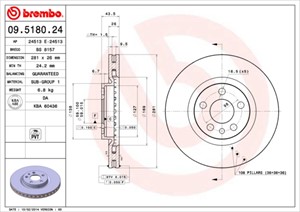 Bromsskiva, Framaxel, FIAT SCUDO Buss, SCUDO Flak/chassi, SCUDO Skåp, ULYSSE, LANCIA ZETA, 1309392080, 1317651080, 71738908