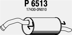 Bakre ljuddämpare, Bak, TOYOTA YARIS, 17430-0N010, 17430-21251