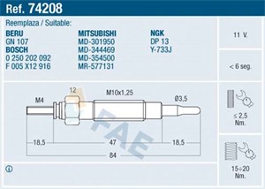 Glödstift, HYUNDAI,MITSUBISHI,PROTON, MD-301950, MD-344469, MD-354500, MR-577131