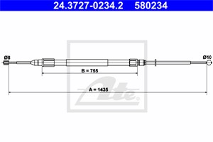 Vajer, parkeringsbroms, Bak, BMW 1 [E81, E87], 1-Serie Cabriolet [E88], 1-Serie Coupé [E82], 34 40 6 760 443