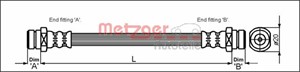 Bromsslang, Höger fram, Vänster fram, MITSUBISHI PAJERO II, PAJERO Canvas Top II, MB857550, MR129770