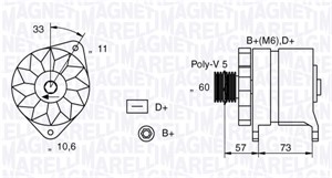 Generator, FIAT PANDA, TEMPRA, TEMPRA S.W., TIPO, LANCIA DEDRA, DEDRA SW, DELTA II, 46231721, 46445100, 7651050, 7651051, 7702242