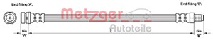 Bromsslang, Bak, Höger, Vänster, FORD, 1302600, 1306240, 1309224, 1387272, 3M51 2282-EA, 3M51 2282-EB, 3M51 2282-EC, 3M51 2282-ED