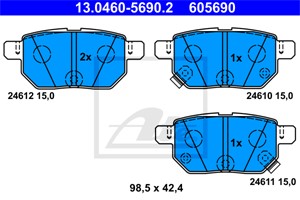 Bromsbeläggsats, Bakaxel, LEXUS,SUBARU,TOYOTA, 0446612130, 04466-12130, 04466-12140, 04466-12150, 04466-21020, 04466-47020, 04466-47030,