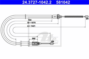 Vajer, parkeringsbroms, Höger bak, NISSAN KUBISTAR Skåp, RENAULT KANGOO, KANGOO Express, 36530-00QAE, 36530-00QAF, 77 00 311 699