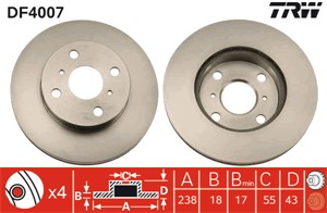Bromsskiva, Framaxel, TOYOTA PASEO Cabriolet, STARLET, TERCEL Halvkombi, 43512-16070, 43512-16120