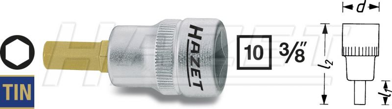 Hylsa 3/8" Insex 5mm. kort