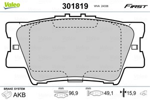 Bromsbeläggsats, Bakaxel, LEXUS ES, GS, HS, IS II, TOYOTA AURION, CAMRY Sedan, MATRIX, RAV 4 III, RAV 4 IV, 04466-33160, 04466-33180, 04