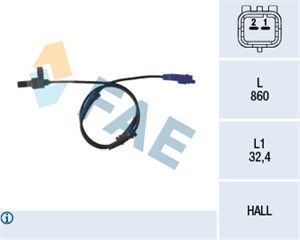ABS-givare, Sensor, hjulvarvtal, Bakaxel, PEUGEOT 206 Halvkombi, 206 Sedan, 206 SW, 206 Van, 206+, 4545.A0