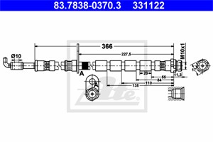 Bromsslang, framaxel höger, FORD FIESTA VI, FIESTA Van VI, 1514231, 1522923, 1718840, 8V51-2078-AA, 8V51-2078-AB, 8V51-2078-AC