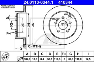 Bromsskiva, Bakaxel, MITSUBISHI GRANDIS, MR955407