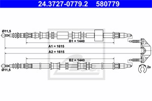 Vajer, parkeringsbroms, Bak, OPEL MERIVA A Minibus, minivan, VAUXHALL MERIVA A, 13159021, 5 22 016