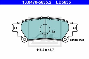 Bromsbeläggsats, Bakaxel, LEXUS RX, TOYOTA PRIUS C, PRIUS PLUS, 04466-47070, 04466-48130, 04466-48140