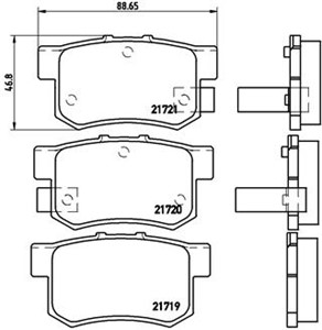 Bromsbeläggsats, Bakaxel, ACURA,HONDA,MG,ROVER,SUZUKI, 06430S0AJ00, 06430S2A000, 06430S2AE50, 06430S5AJ00, 06430S6DE50, 06430S84A00, 350