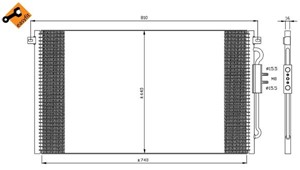 Kondensor, klimatanläggning, CHRYSLER VOYAGER IV, VOYAGER / GRAND VOYAGER IV, 0 4255 6205, 0 4256 7354, 004255 6205, 004256 7354, 04255