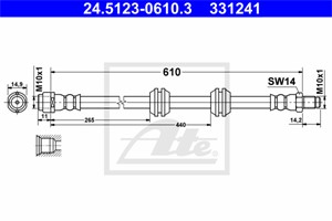Bromsslang, Bakaxel, MERCEDES-BENZ GL-KLASS [X164], M-KLASS [W164], 164 420 02 48, A 164 420 02 48