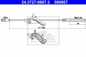 Vajer, parkeringsbroms, Fram, FORD KUGA I, 1517528
