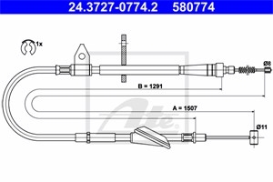 Vajer, parkeringsbroms, Höger bak, OPEL AGILA, SUZUKI WAGON R+ Halvkombi, VAUXHALL AGILA Mk I, 47 00 357, 47 05 631, 54401-78F02, 54410-