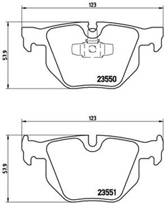 Bromsbeläggsats, Bakaxel, BMW 3 [E90], 3 Cabriolet [E93], 3 Coupé [E92], 3 Touring [E91], X1 [E84], 34121288895, 34121288896, 3421228889