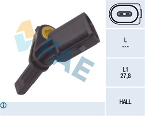 ABS-givare, Sensor, hjulvarvtal, Bakaxel höger, framaxel höger, AUDI,PORSCHE,SEAT,SKODA,VW, 7H0 927 804, ALS-467, WHT 003 856