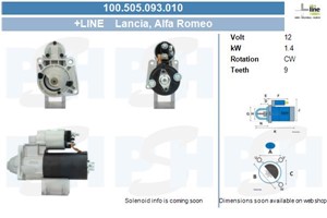 Startmotor, ALFA ROMEO 147, 156, 156 Sportwagon, 166, GTV, SPIDER, LANCIA KAPPA, KAPPA Coupé, KAPPA SW, 1951005030, 195100503000, 464148