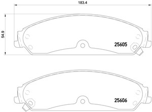 Bromsbeläggsats, Framaxel, CHRYSLER,DODGE,LANCIA, 00K68147681AA, 00K68147681AB, 00K68185434AA, 05137688AA, 05142558AA, 05142558AB, 05142