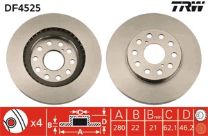 Bromsskiva, Bakaxel, TOYOTA MR2 II, 42431-17060, 42431-17070