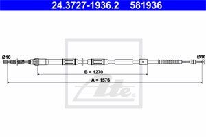 Vajer, parkeringsbroms, Vänster bak, TOYOTA AURIS, AURIS Skåp/halvkombi, COROLLA, COROLLA Sedan, 46430-12580, 46430-12590