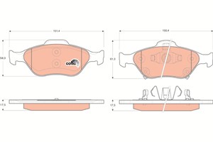 Bromsbeläggsats, Framaxel, DAIHATSU CHARADE VIII, TOYOTA VERSO S, YARIS, YARIS Skåp/halvkombi, 04465-0D050, 04465-0D050-000, 04465-0D120