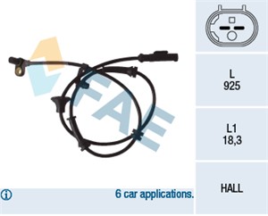 ABS-givare, Sensor, hjulvarvtal, Bakaxel, CITROËN C1, C1 II, PEUGEOT 107, 108, TOYOTA AYGO, 4545 E2, 89 544 0H0 20, 89544 0H010, 89544 0