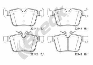 Bromsbeläggsats, Bakaxel, JAGUAR,LAND ROVER,VOLVO, 31400432, 31445621, 31445622, 31471265, 31471266, 32233035, LR061385, LR110327, T2H74