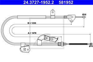 Vajer, parkeringsbroms, Höger bak, TOYOTA AYGO, AYGO Skåp/halvkombi, 46420-0H010