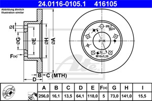 Bromsskiva, Framaxel, ALFA ROMEO,CITROËN,FIAT,PEUGEOT, 4246 95, 4246 B4, 4246 N5, 4249 L1, 60809894, 7531819, 7568440, 93500520, ZF 07 5