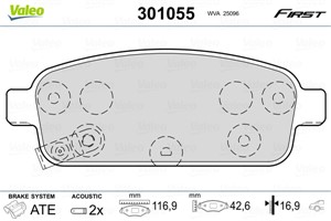 Bromsbeläggsats, Bakaxel, CHEVROLET,OPEL,VAUXHALL, 13300867, 13319293, 13319294, 13404405, 13411380, 13411383, 13417473, 13473427, 13473