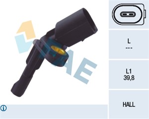 ABS-givare, Sensor, hjulvarvtal, Bakaxel höger, AUDI,SEAT,SKODA,VW, 1K0 927 808, ALS-468, WHT 003 858