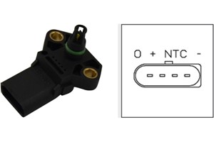 Sensor, insugstryck, Nedre, Insugsgrenrör, AUDI,BENTLEY,DODGE,FORD,JEEP,MITSUBISHI,PORSCHE,SEAT,SKODA,VW, MN191138