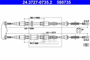 Vajer, parkeringsbroms, Bak, OPEL ASTRA F, ASTRA F Halvkombi, ASTRA F Halvkombi Classic, ASTRA F Sedan Classic, VAUXHALL ASTRA Mk III, 5