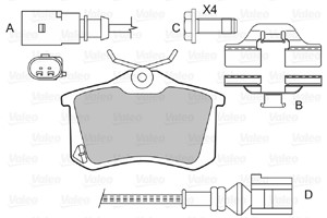 Bromsbeläggsats, Bakaxel, AUDI,PEUGEOT,RENAULT,SEAT,SKODA,VW, 191 698 451, 191698451, 191698451A, 191698451B, 191698451C, 191698451D, 1E