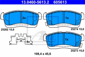 Bromsbeläggsats, Framaxel, DAIHATSU CUORE VI, CUORE VII, SIRION, TREVIS, SUBARU JUSTY IV, 04465-B1110-000, 04465-B2020-000, 04465-B2050-
