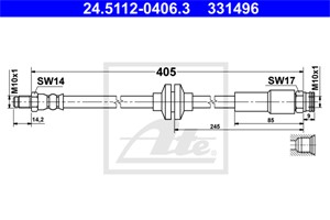 Bromsslang, Framaxel, FIAT,JEEP,OPEL,VAUXHALL, 5 62 385, 51814431, 51941550, 52033883, 95510338